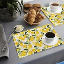 1 buc/4 buc/6 buc covorașe de masă din in cu imprimeu de lămâie, potrivite pentru masă, decor pentru toate anotimpurile, covorașe de masă moderne lavabile, decor pentru cameră, suporturi pentru pahare, covorașe de bucătărie, decorațiuni pentru petreceri de interior și exterior, decor pentru casă, cadou ideal - Multicolor - Vizualizare 5