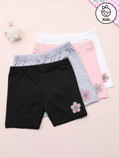 4 piezas de bragas tipo short con decoración floral linda para niñas, ropa interior cómoda para uso en el hogar, adecuada para todas las estaciones