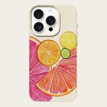 1pc TPU Material Colorful Lemon & Grapefruit Fruit Pattern Phone Case Compatible With Apple/ Phones - White - View 5