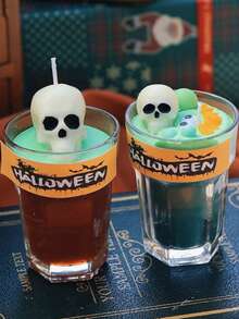 1 pieza Vela con decoración de fantasma, calavera y máscara para Halloween, vela perfumada con diseño de fantasma, decoración de ambiente para la festividad de Halloween, decoración del hogar