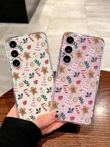 1 pezzo Custodia morbida per telefono con design di albero di Natale, fiocco di neve, omino di pan di zenzero, compatibile con , Honor, Redmi, Galaxy A04e/12/A13/A14/A34/A50/A52/A53/A54/S21/S22/S23/S24/S25/S25Ultra, 6A/7A/8A, 12T/13T