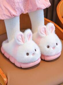 Children's Slippers 2025 Autumn/Winter New Style, Girls' Cute 3D Embroidery Soft Plush Indoor Home Slippers, Warm Thick Comfortable Sole