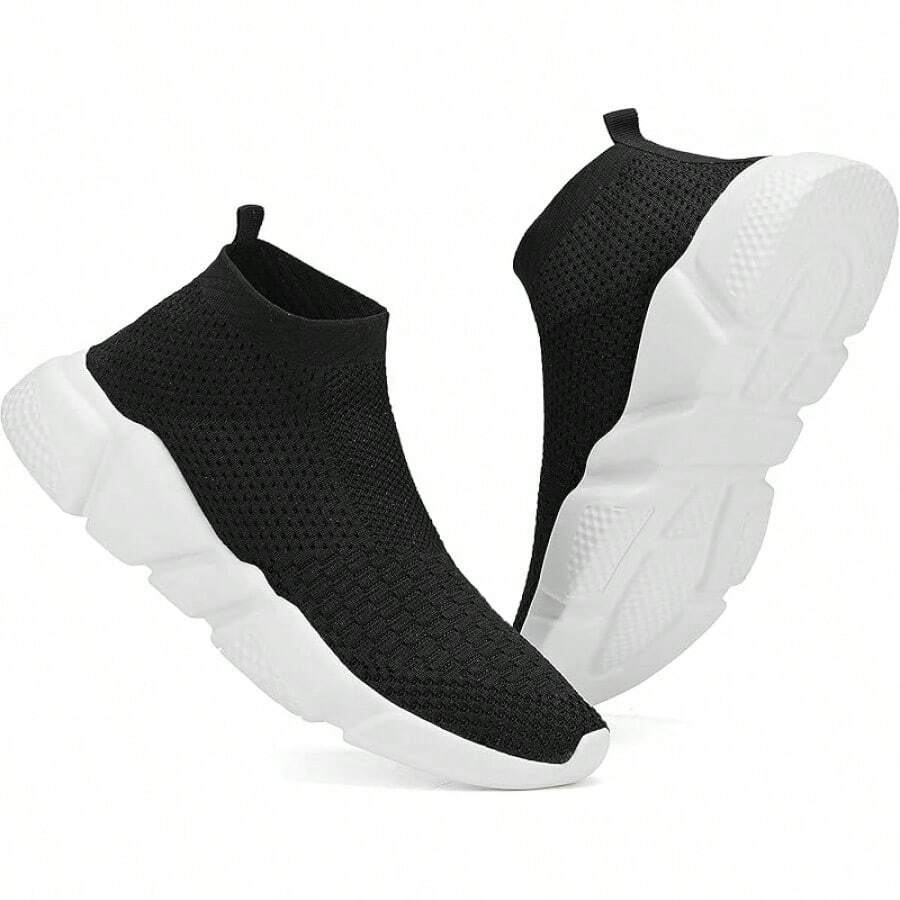 Women's Slip-On Tennis Walking Sneakers, Lightweight Breathable Comfort Gym And Work, Stylish Trainers, 2025 - 044-黑色 - 查看 1