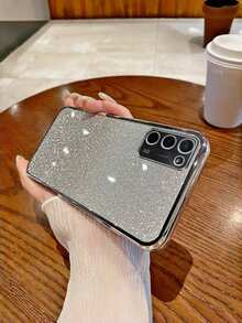 适用于三星S10/S20/S21/S22/S23/S24/S25的多功能手机壳，全新电镀包边防摔设计，附赠爱心DIY配件、闪光卡槽和电镀闪光隐藏支架，也适用于Galaxy A55 5G、A35/A15/S24U等三星设备。生日和节日送礼佳品。 - 銀色單殼 - 查看 4