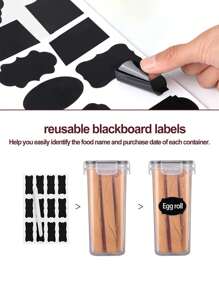 30/72pcs Airtight Food Storage Containers For Kitchen Pantry Organization And Storage, Plastic Canister Set With Lids, Cereal, Flour & Sugar Containers-, Labels & Marker - Black and White - View 6