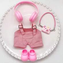 17cm Doll Clothes For Labubu Doll, Outfit Set Including Clothes, Headphones, Suspenders, Pants - Multicolor - View 4