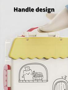 1pc Children's Portable Lunch Box, Microwave Lunch Box, Office Worker Lunch Box, Pp Material, Light And Beautiful, Material, Strong Buckle, Sealed And Leak-Proof, Multi-Grid Design, No Odor, Easy To Clean, Handle Design, Easy To Carry, Comes With Sauce Box - Multicolor - View 5