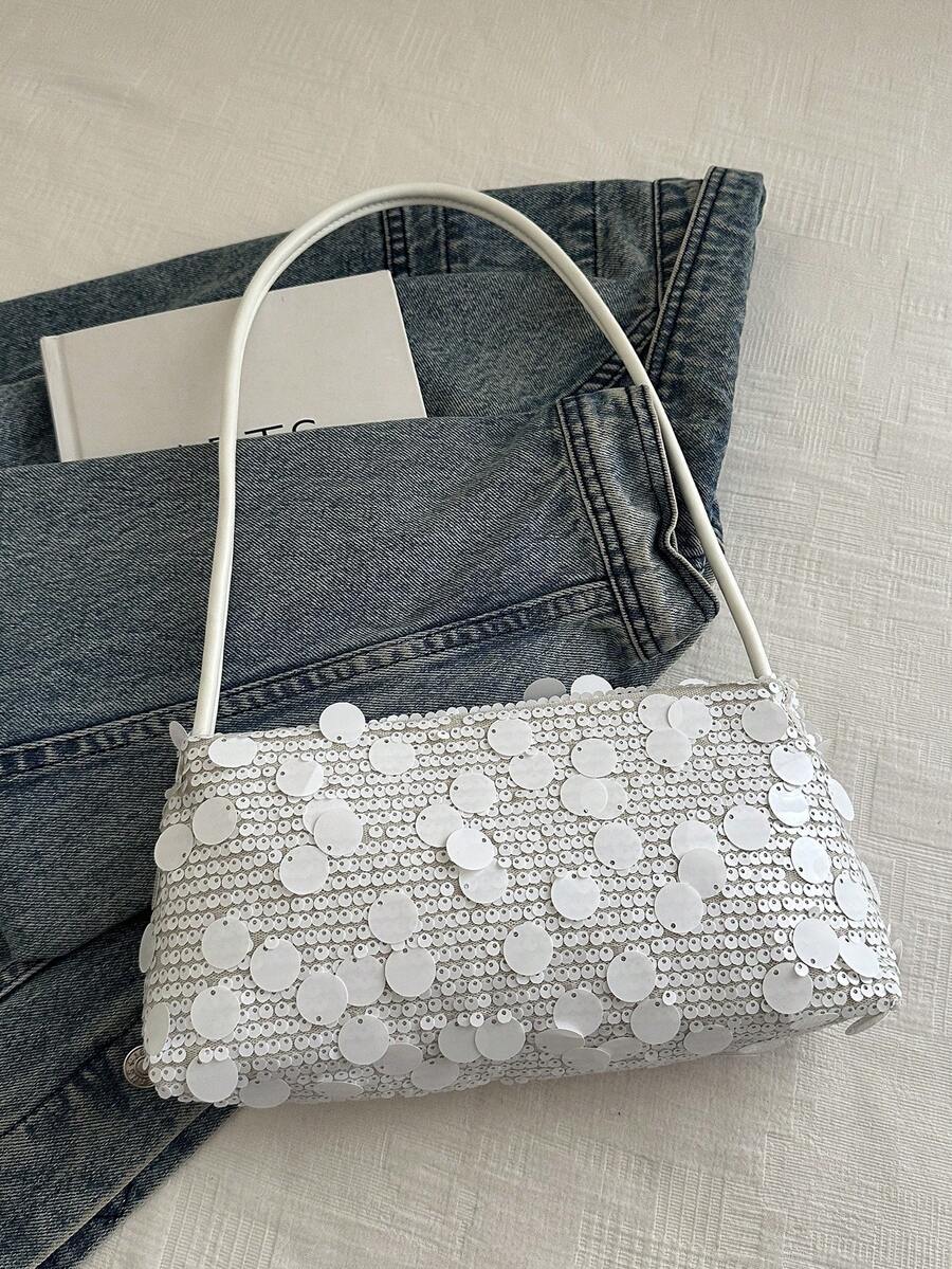 新款时尚亮片手提包，适合聚会、郊游、度假、购物和日常使用，可存放硬币、手机，也适合作为办公室女士、大学生和职业女性的工作包，优雅的女士包