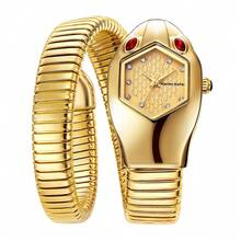新款女士蛇形手镯水晶手表不锈钢手链时尚女孩石英腕表Religios Reloj Montre Femme - 彩色 - 查看 17