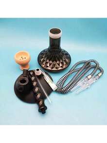 1pc New Arabic Hookah Set, Single Hose Acrylic Hookah Kit, Shisha Silicone Hose & Ceramic Bowl Accessories - one-size - View 5