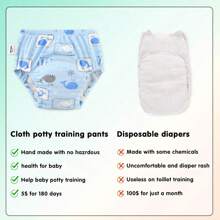 3/6Pcs Reusable Potty Training Pants, Washable Toilet Training Underwear With Cute Animal & Motivational Patterns, 4 Layers Absorbent, Machine Washable, Reusable Toddler Pants | Playful Pattern Pants | Durable Toddler Underwear - Multicolor - View 6