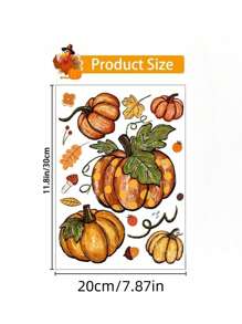 6 Sheets Fall Window Clings, Fall Pumpkin Glass Window Clings, Fall Decorations For Home, Fall Pumpkin Leaves Window Stickers Decor For Autumn Home Decor, Thanksgiving Fall Window Clings. - Multicolor - View 7