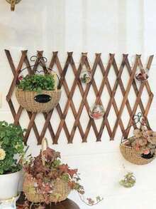 1 Piece Carbonized Wood Retractable Fence - Multi-Purpose Trellis For Climbing Plants, Decorative Outdoor Wall Panel, Solid Wood Grid For Flower And Lawn Fencing, Home And Garden Decor - Multicolor - View 11