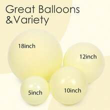 120 个马卡龙黄色乳胶气球，18 英寸、12 英寸、10 英寸、5 英寸各种尺寸气球拱门套件，适用于性别揭秘派对、单身派对、狂欢节、生日、毕业典礼、周年纪念、独立日、新娘送礼会、圣诞节、万圣节、情人节、母亲节、节日派对装饰、斋月、开斋节、狂欢节主题派对、生日庆祝、婚礼派对装饰、周年纪念活动 - 馬卡黃 - 查看 4