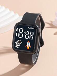 1pc Children/Student Fashionable Astronaut Design LED Electronic Watch With Date Display, Suitable For Everyday Use
