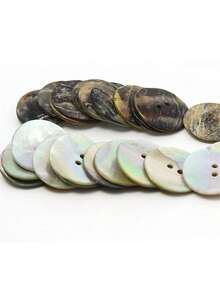 60pcs Premium Natural Mother-Of-Faux Pearl Shell Buttons (2-Hole Circular), Classic Style Shell Buttons For Sweater& Coat, Knitwear & Shirt Buttons For Fashion, Vintage Style& Ocean-Inspired Luxury Shell Buttons, DIY Craft Button Accessories - White - View 1