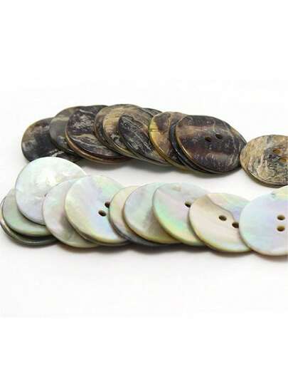 60pcs Premium Natural Mother-Of-Faux Pearl Shell Buttons (2-Hole Circular), Classic Style Shell Buttons For Sweater& Coat, Knitwear & Shirt Buttons For Fashion, Vintage Style& Ocean-Inspired Luxury Shell Buttons, DIY Craft Button Accessories