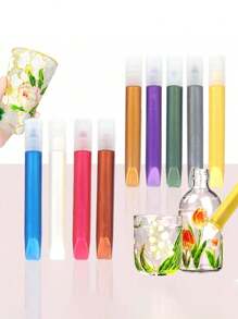 9-Piece Pearl Metallic 3D Painting Pen Set, Includes Semi-Transparent Waterproof Acrylic Paints For Glass Painting And DIY Craft Frames. The Paints Can Be Reapplied On Various Glass Surfaces Like Glassware, Cups, And Windows For Creative Decorative Painting And Doodle Designs.,Back To School,School Supplies - Multicolor - View 3