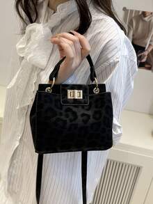 新款时尚休闲可锁手提包，适合聚会、郊游、购物和日常使用，可存放硬币、手机，也适合作为白领、大学生和办公室职员的工作包，优雅的女士包 - 黑色 - 查看 3