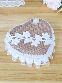 1 件麻心形戒指盒（不含戒指）、结婚戒指盒、母亲节/情人节礼物、结婚戒指收纳、婚礼装饰 - 黃色 - 查看 3