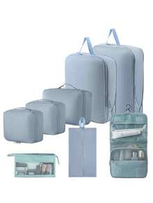 8-1 Travel Bag, Multi-Functional Storage Bag, Travel Storage Bag, Clothing Classification And Organization Bag, Summer Travel Luggage Packing Bag, Suitcase Clothing Storage Bag, Travel Clothing Organization Includes Makeup Bag, Luggage Storage Bag