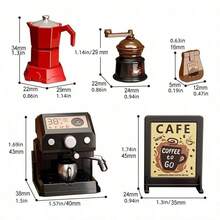 5pcs Mini Coffee Machines, Dollhouse Beautiful Mini Coffee Machines, Dollhouse Model Ornaments, DIY Scene Ornaments, Micro Scene Decorations, Coffee Machine Models, Micro Scene Shooting Props Ornaments, Micro Scene Home Appliance Ornaments