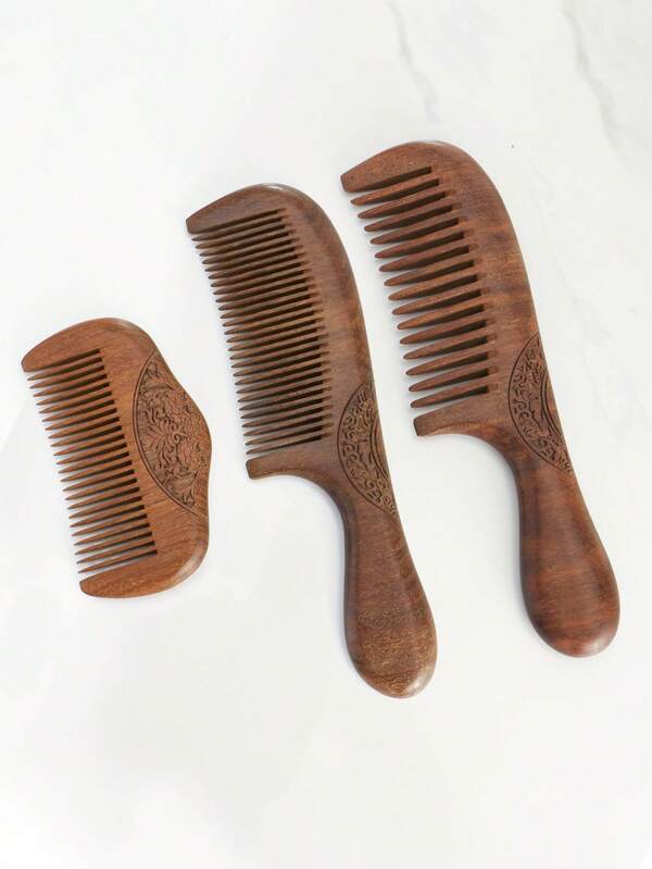 1pc/2pcs Wooden Wide-Tooth Comb & Fine-Tooth Comb, Minimalist Vintage Floral Carved Design, Anti-Static Hair Brush For Women, Beard Comb For Men, Brushes, Edge Brush Hair Comb Hair, Detangling Brush, Ball Brush, Mini Hair Brush Set, Wooden Comb, Hair Brush, Edge Brush Hair Comb, Hair Brush Set, Brush, Hair Brush, Barber, Hairdressing Equipment, Hairstyle, Hairdressing, Hair Brush, Brush Hair Brush Set, Comb Hair, Comb For Curls, Detangling Brush, Hair Brush For Women, Barber Accessories, Barbershop, Hairdressing Equipment