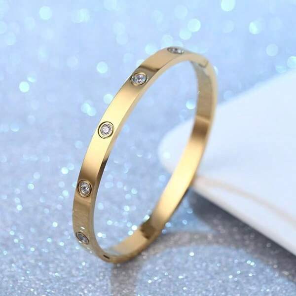Pulseira de aço titânio 18k para mulheres cheia de diamantes A pulseira Kajia não desbota joias femininas simples e versáteis joias de design de celebridades da internet 6mm
