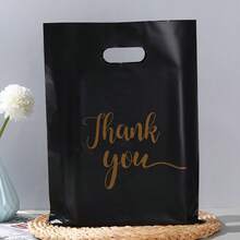 50 Piece Black Thank You Gift Wrap Bag - Black 50pcs - View 4