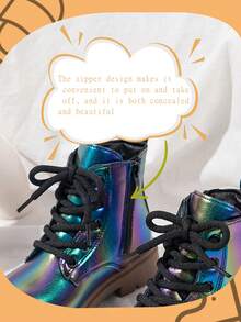 1 Pair Girls' Colorful Fabric Birthday Party Ankle Boots, Simple Non-Slip Fashion Item, Children's Boots, Holiday Gift - Multicolor - View 8