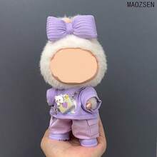 1st/2nd/3rd Generation Doll Clothes, Doll Plush Doll Accessories - Purple T-Shirt And Overalls Set, Sitting Party Outfit - Multicolor - View 6