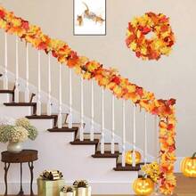1-10 piezas de enredadera artificial de hojas de arce de otoño, planta falsa, decoración de otoño, hojas de enredadera adecuadas para Acción de Gracias, Halloween, vacaciones y decoración de bodas - Albaricoque - Ver 6