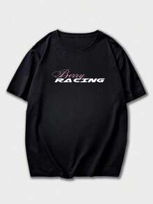 男士时尚百搭赛车文化图案印花短袖 T 恤 - 黑色 - 查看 6