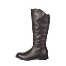 2025 Men's High-Top Leather Riding Boots & COSPLAY & Side Zipper Simple Men's Boots Round Toe Rubber Thick Sole Tall Boots & Black & Chocolate Brown - Chocolate Brown - View 10