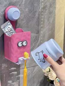 Wall Mounted Toothbrush Holder - No Drill Toothpaste And Toothbrush Holder, Bathroom Mouthwash Cup, Toothbrush Cup Organizer