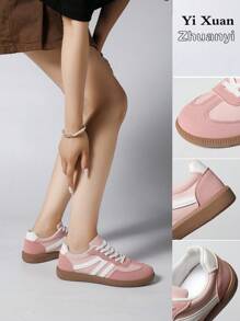 Pereche de pantofi sport casual pentru femei, cu cataramă metalică, piele ecologică, cu șireturi, confortabili, la modă, noi pentru toamna 2025