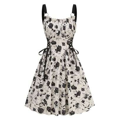 Flower Tie Front Mini Dress - Women's Sleeveless A-Line Vest Dress A Must-Have For Summer Parties And Vacations, Suitable For Daily Gatherings And Ho
