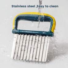 Stainless Steel Crinkle Cutter Knife With Ergonomic Handle, Multi-Purpose Wave Blade For Potatoes Carrots Vegetables, Rust-Proof Kitchen Tool For Home Camping Party Food Prep (Yellow)