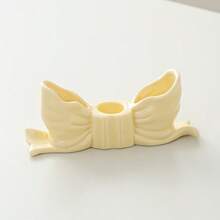 1pc Handmade Nordic Style Asymmetrical Ceramic Bow Candle Holder, High-Quality Home Decor Item, Suitable For Holidays, Parties, Gifts And Blessings