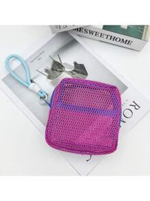 Pochette étanche pour cosmétiques 2025 Dopamine Tofu avec design en maille, grand sac d'articles de toilette de voyage pour produits de maquillage et d'hygiène | Étui de rangement à compartiments multiples avec fermeture éclair et sangle antidérapante. La couleur du nœud est aléatoire.