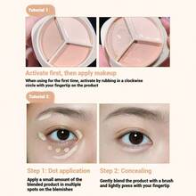 NOVO 3-In-1 Concealer Palette, Covers Dark Circles, Spots, Acne Marks, Waterproof & Sweat-Resistant, Non-Cakey - 01#浮纓 - 查看 10