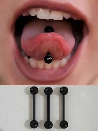 3/6件装透明黑白亚克力UV柔性舌钉，乳白色美甲多功能穿刺钉，时尚朋克极简风格，适合日常佩戴和派对，男女通用