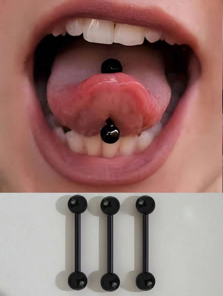 3/6件装透明黑白亚克力UV柔性舌钉，乳白色美甲多功能穿刺钉，时尚朋克极简风格，适合日常佩戴和派对，男女通用