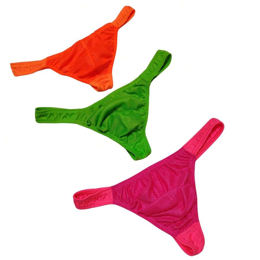 Set 2 Tangas Caballero Unitalla Colores Variados Ropa Interior Sexy y Cómoda para Hombre Unitalla Cómoda y Sensual para Toda Ocasión - Neon - Ver 1