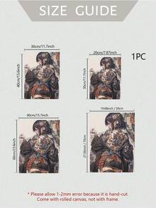 1 pieza Póster de una dama samurái japonesa Chica sexy con tatuajes de dragón de estilo japonés Impresiones en lienzo, Arte de pared único, Para decoración del hogar en la sala de estar, pasillo, idea de regalo, sin marco