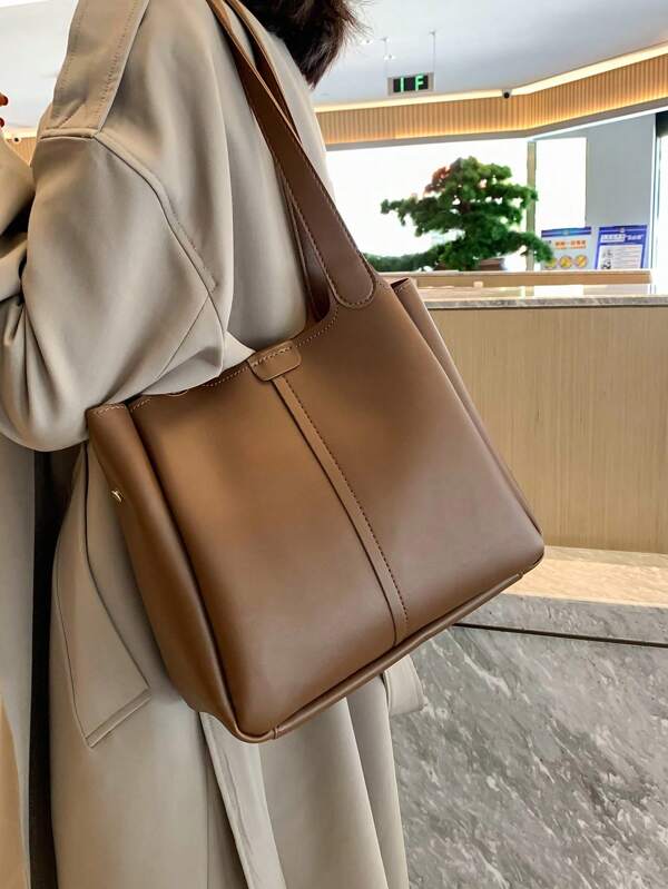 Women's Solid Color Large Capacity Simple Fashion Tote Bag