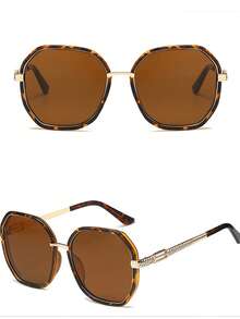 1pc Women's Retro Tortoiseshell Frame Fashion Glasses - Brown - View 5
