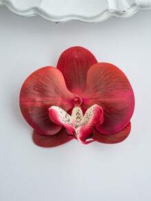 1个/6个/30个仿真蝴蝶兰花头，3.9英寸逼真PU材质兰花，散装仿真兰花花头，适用于婚礼花束装饰、DIY工艺品、新娘送礼、摄影道具 - 紅色 - 查看 3