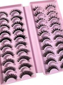 Mix 20Pairs Manga Cat Eye Style Clear Band False Eyelashes 5D Fluffy Eyelashes Natural Volume And Soft False Eyelashes,Comfortable To Wear Faux Mink Lashes,Reusable For Cosplay And Used Daily Makeup Extension - màu đen - Xem 3