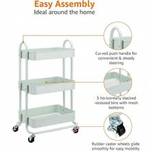 Basics Three-Tier Rolling Kitchen Cart Or Utility Cart In Mint Green